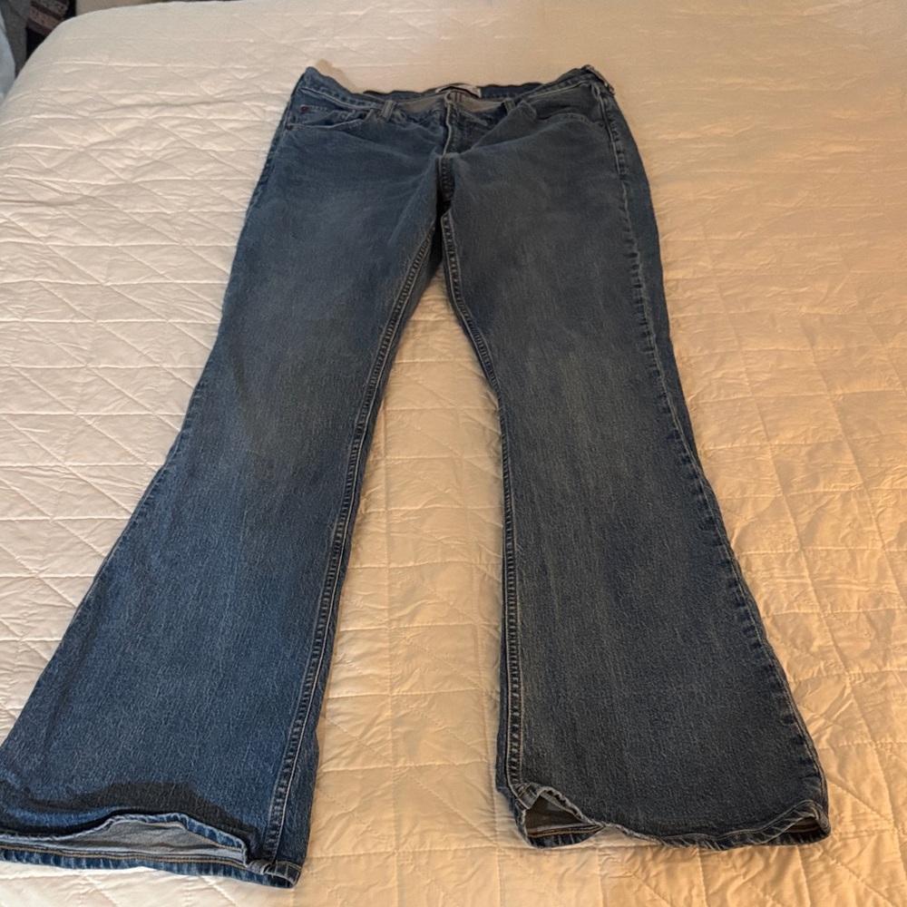 Abercrombie & Fitch Dark Indigo Flared Wide-Leg Jeans